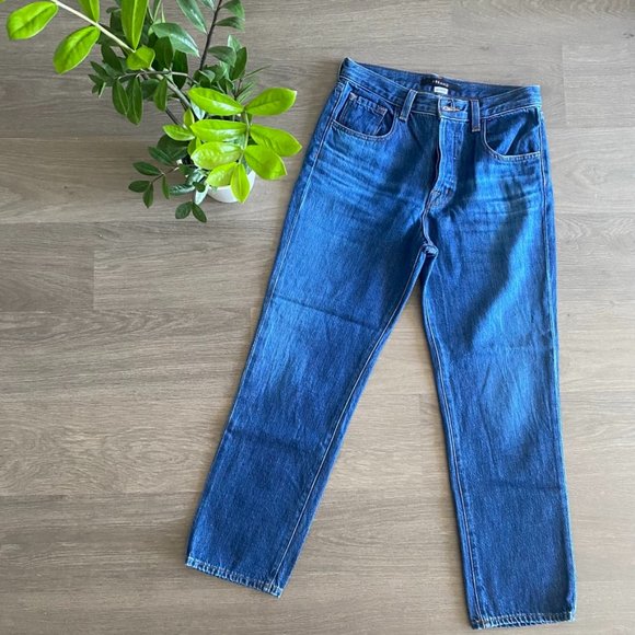 J Brand Mid-Blue “Wynne Straight High-Rise” Jeans - Picture 1 of 9
